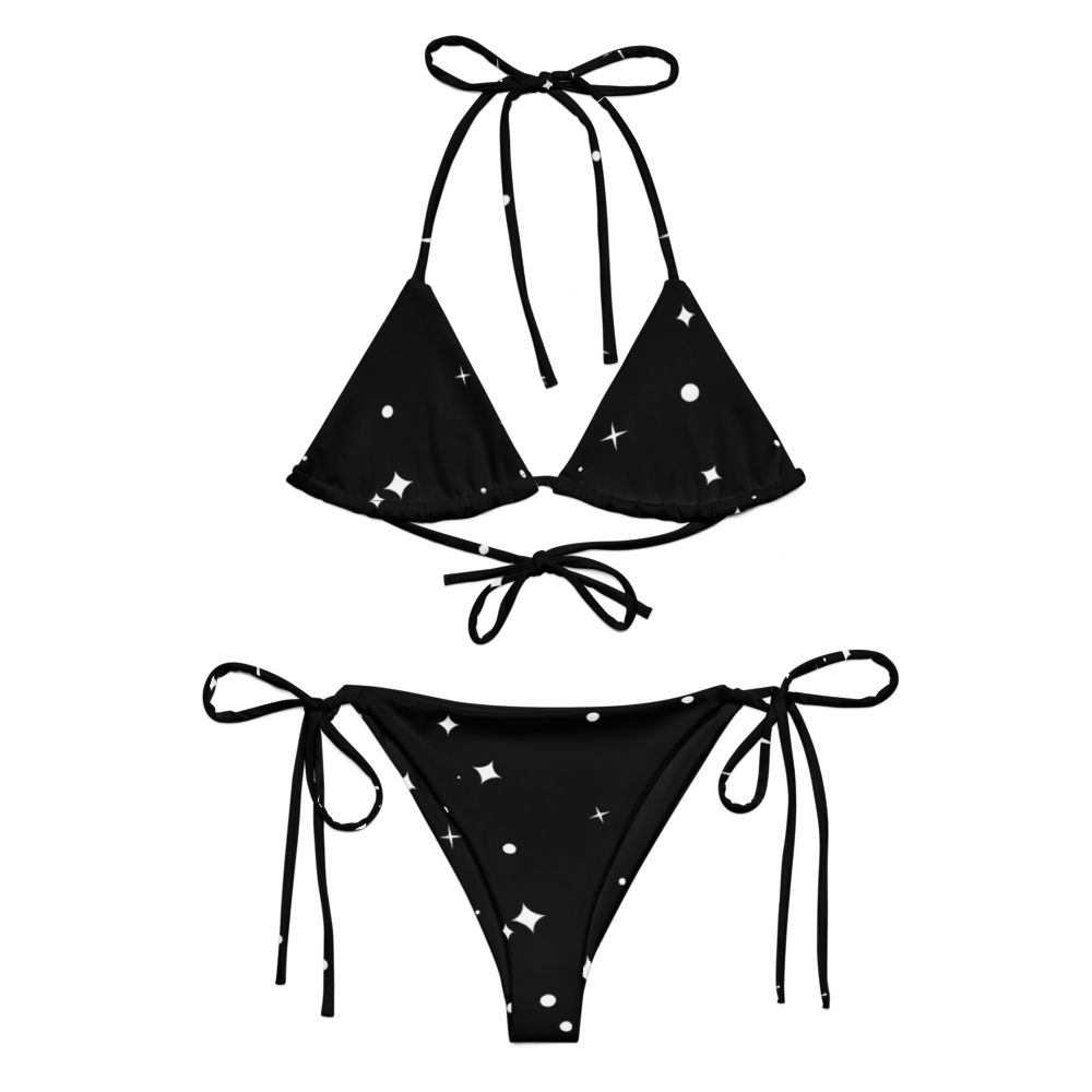 Black and white string bikini set