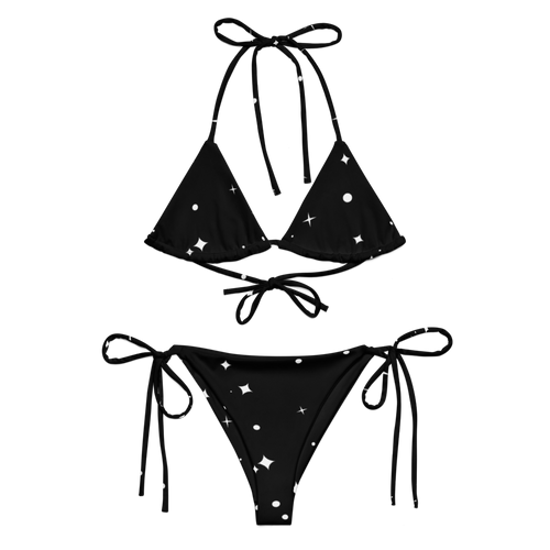 Black and white string bikini set