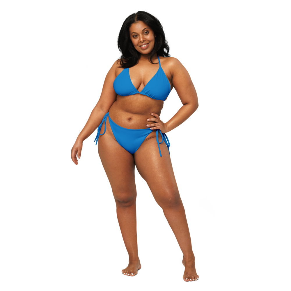 Blue X string bikini