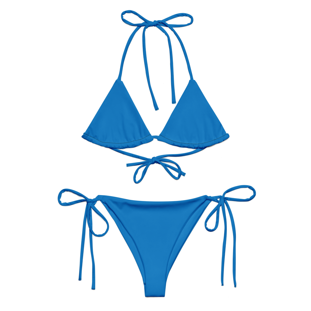 Blue X string bikini